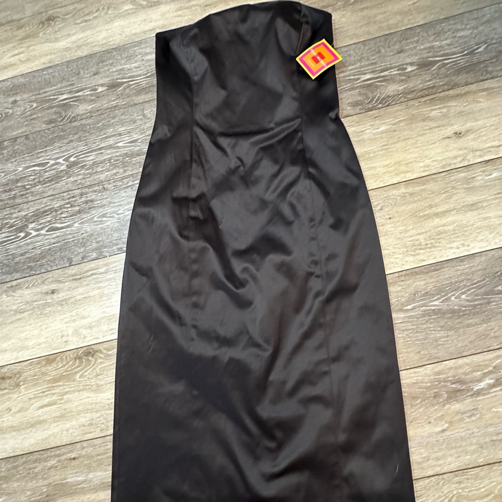 Isaac Mizrahi CSatin Black Strapless Dress